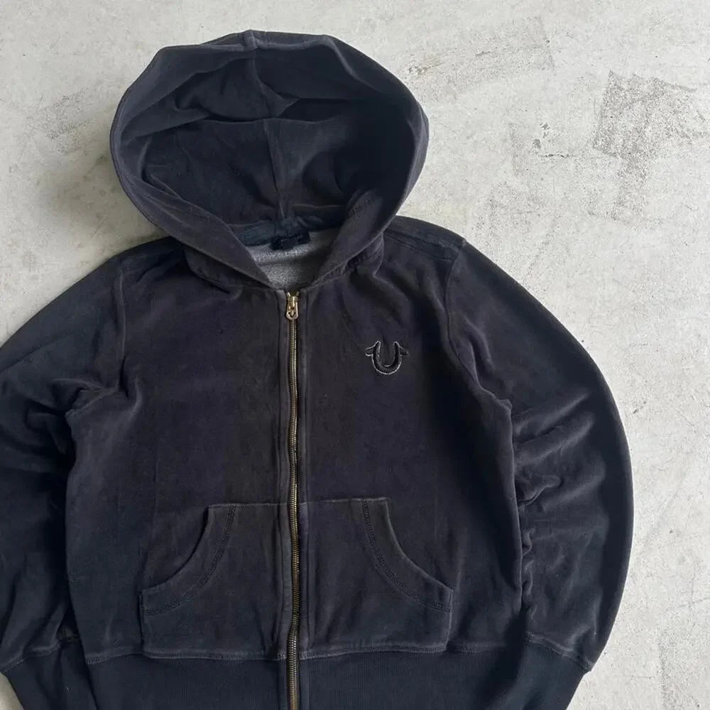 Y2K 00s Women’s True Religion Black Zip Up Hoodie